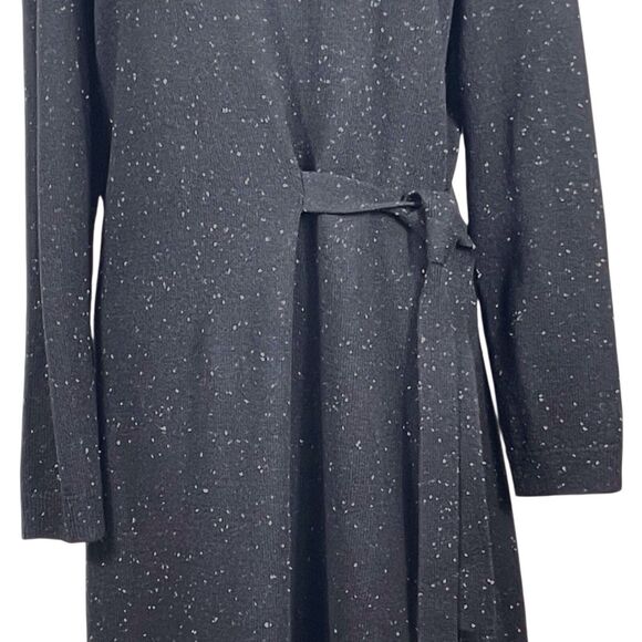 TALBOTS Tweed Side Tie Sweater Dress Size 1X Black White Speckled Long Sleeve - Picture 7 of 16